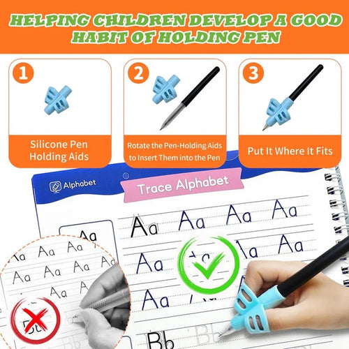 Grooved Handwriting Practice Books, Kids 2-9, – 4-Book Set
