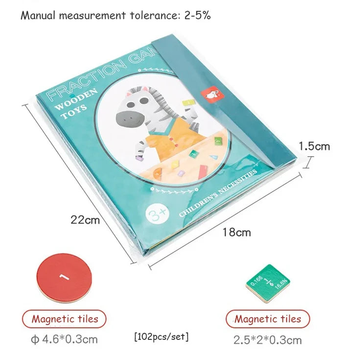 Wooden Magnetic Fraction for Grade 3+ Math Learning