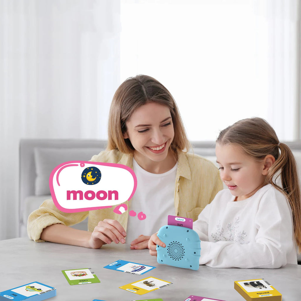 KiddoKrafty Bilingual Talking Flash Cards for Kids (English/Spanish/French)