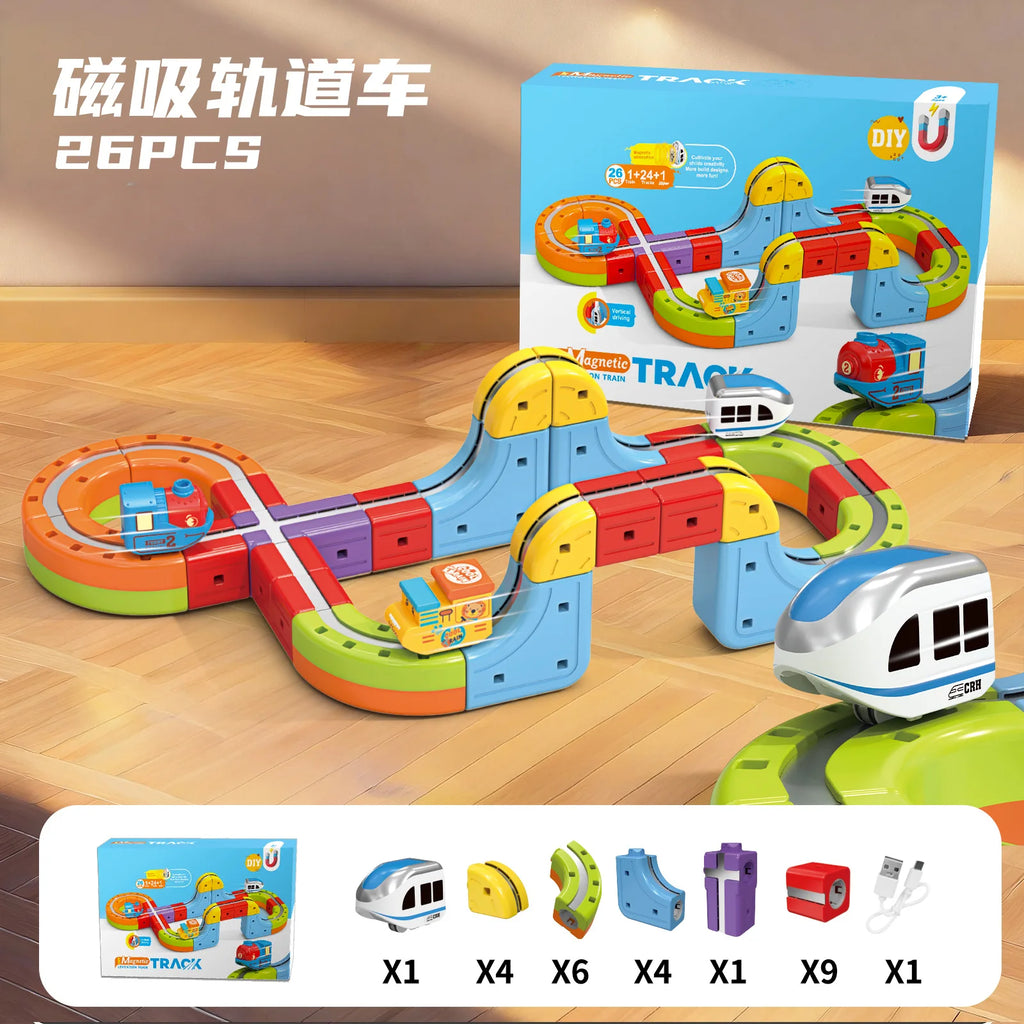 KiddoKrafty Electric Magnetic Track Train set for Kids Ages 3-8