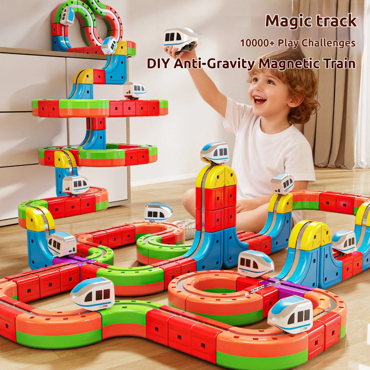 KiddoKrafty Electric Magnetic Track Train set for Kids Ages 3-8
