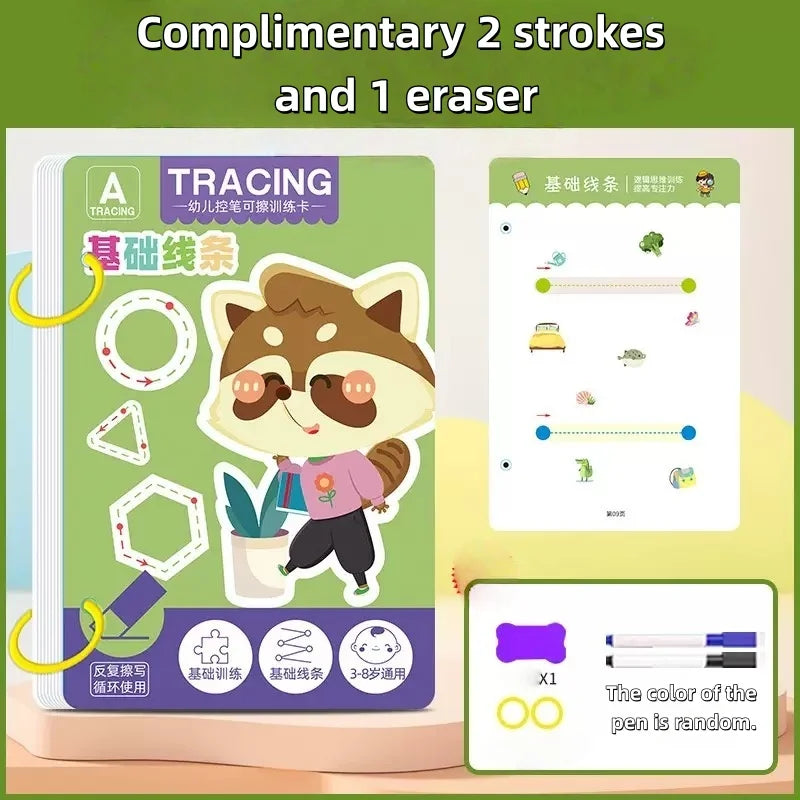 Reusable 36-Page Writing & Drawing Workbook for Kids
