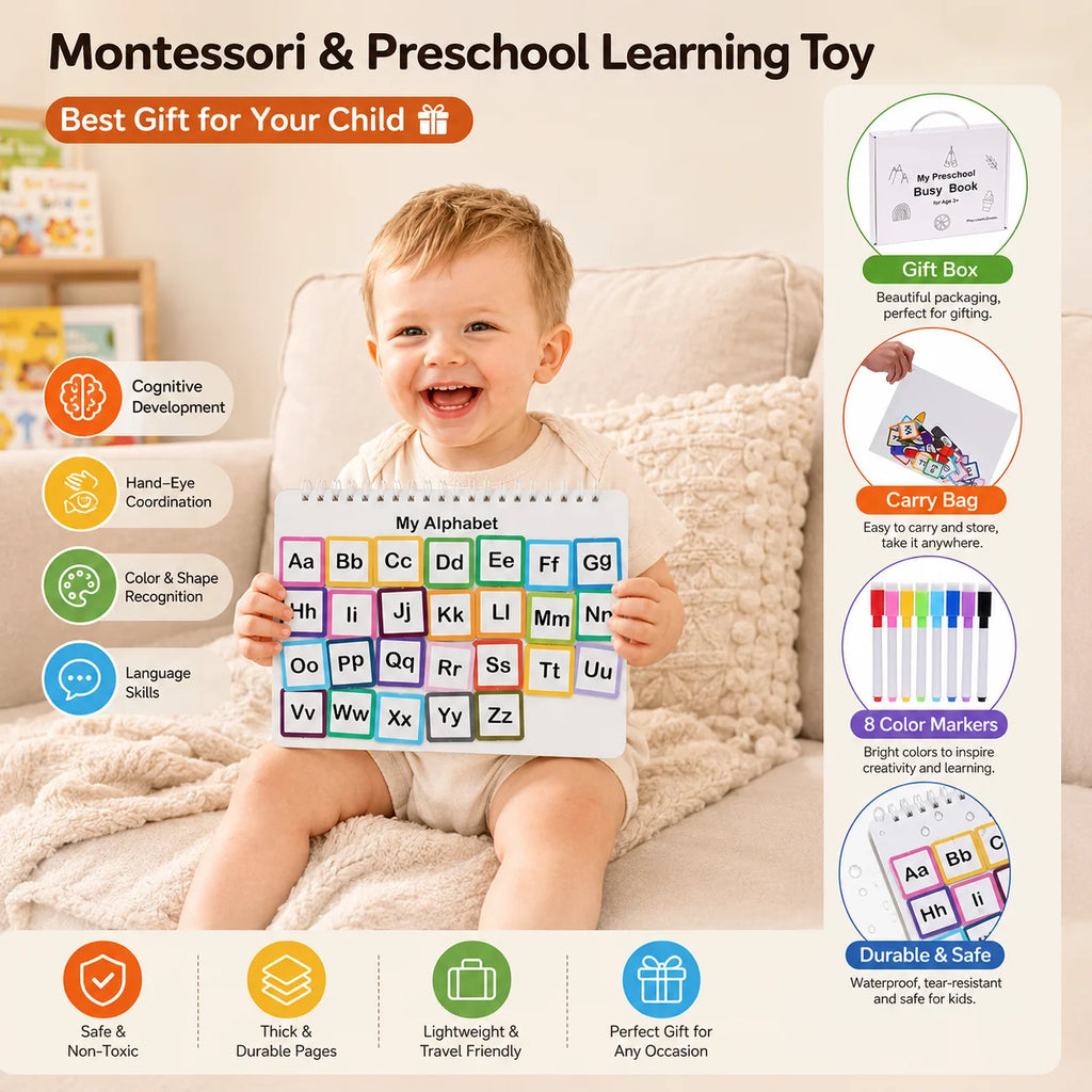 KiddoKrafty Preschool Busy Workbook for Kids 2-10