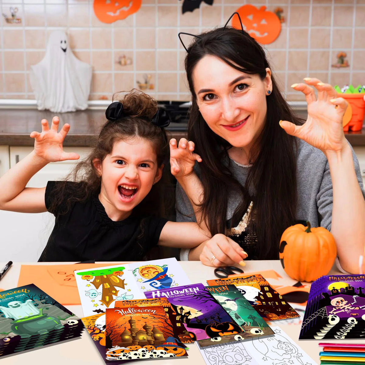 KiddoKrafty 9pcs Kids Halloween Coloring Book