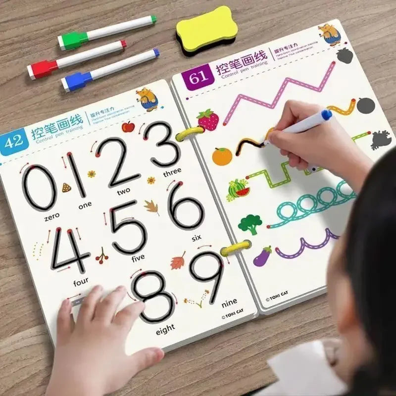 Reusable 36-Page Writing & Drawing Workbook for Kids