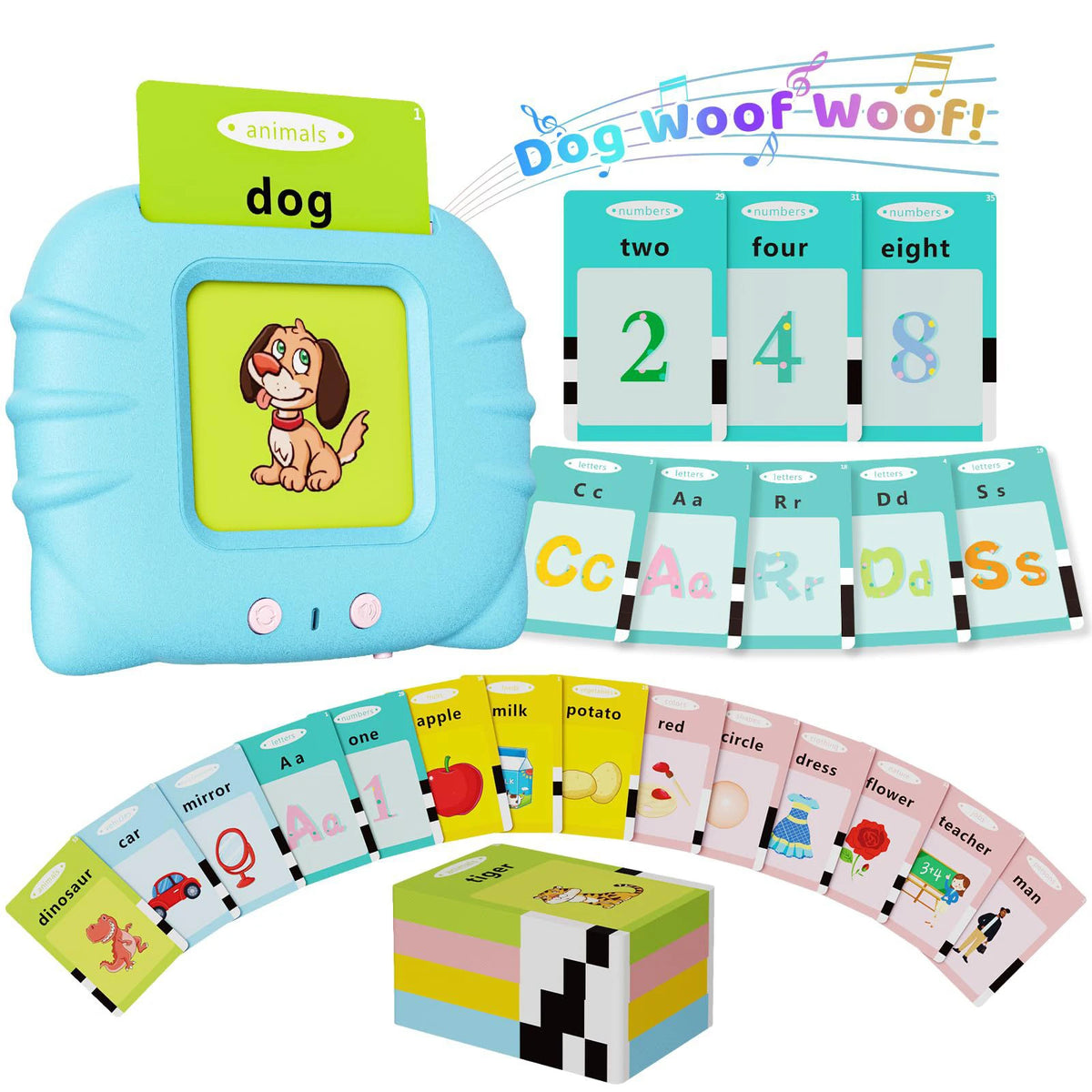 KiddoKrafty Bilingual Talking Flash Cards for Kids (English/Spanish/French)