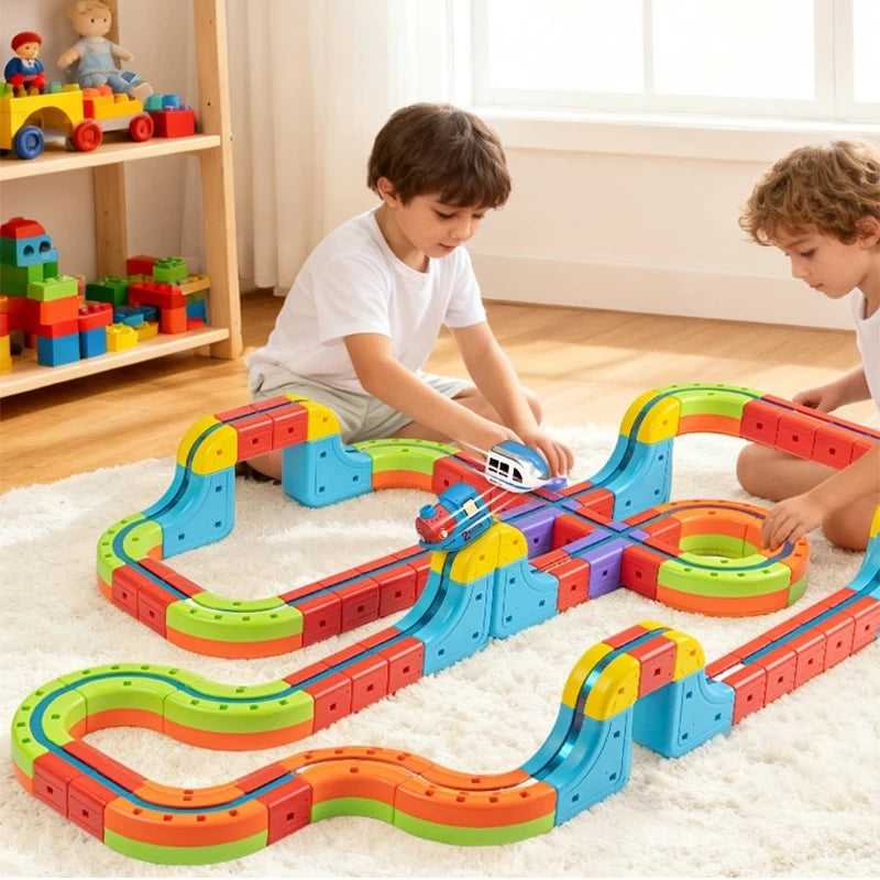 KiddoKrafty Electric Magnetic Track Train set for Kids Ages 3-8