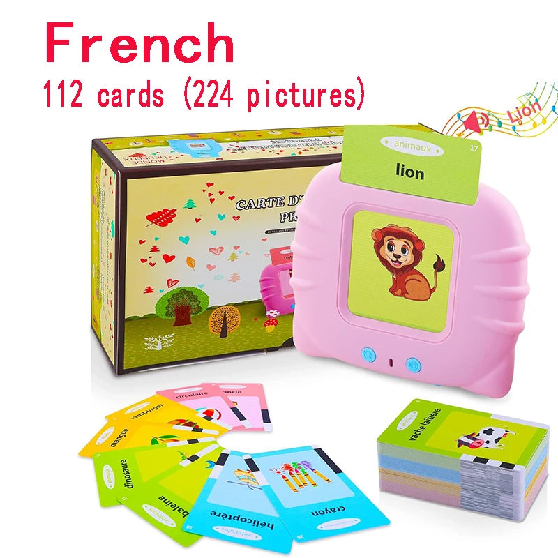 KiddoKrafty Bilingual Talking Flash Cards for Kids (English/Spanish/French)