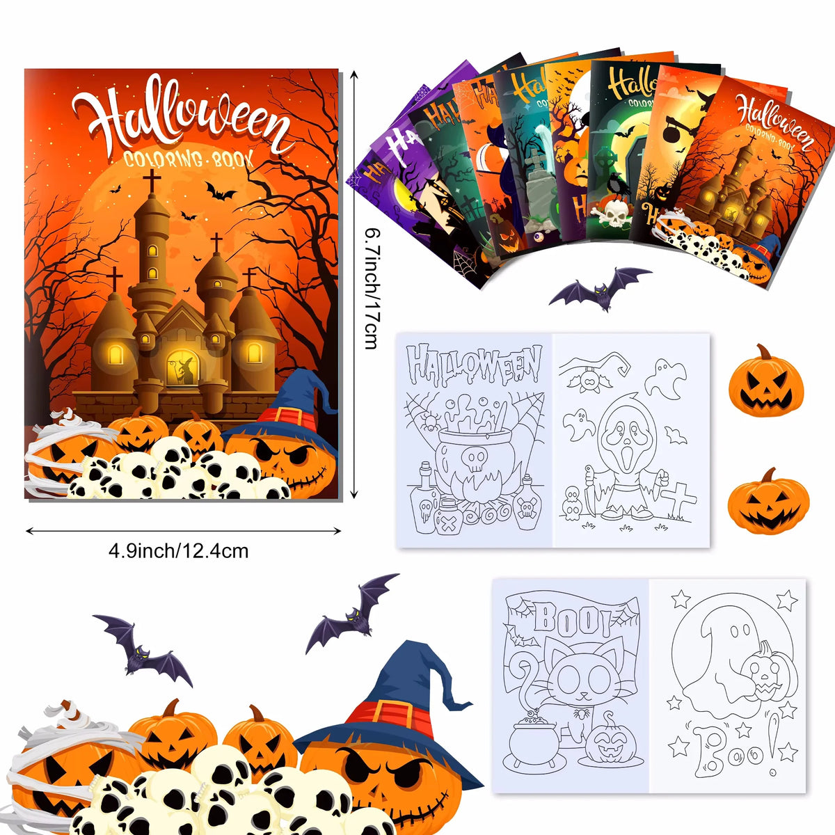KiddoKrafty 9pcs Kids Halloween Coloring Book