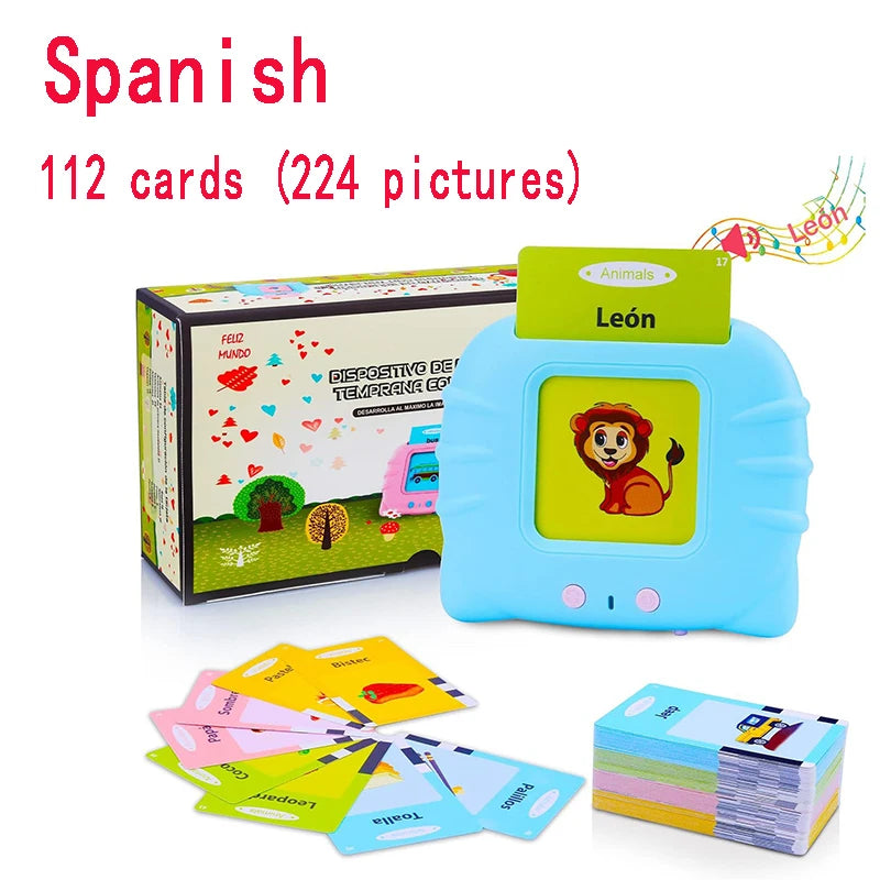 KiddoKrafty Bilingual Talking Flash Cards for Kids (English/Spanish/French)
