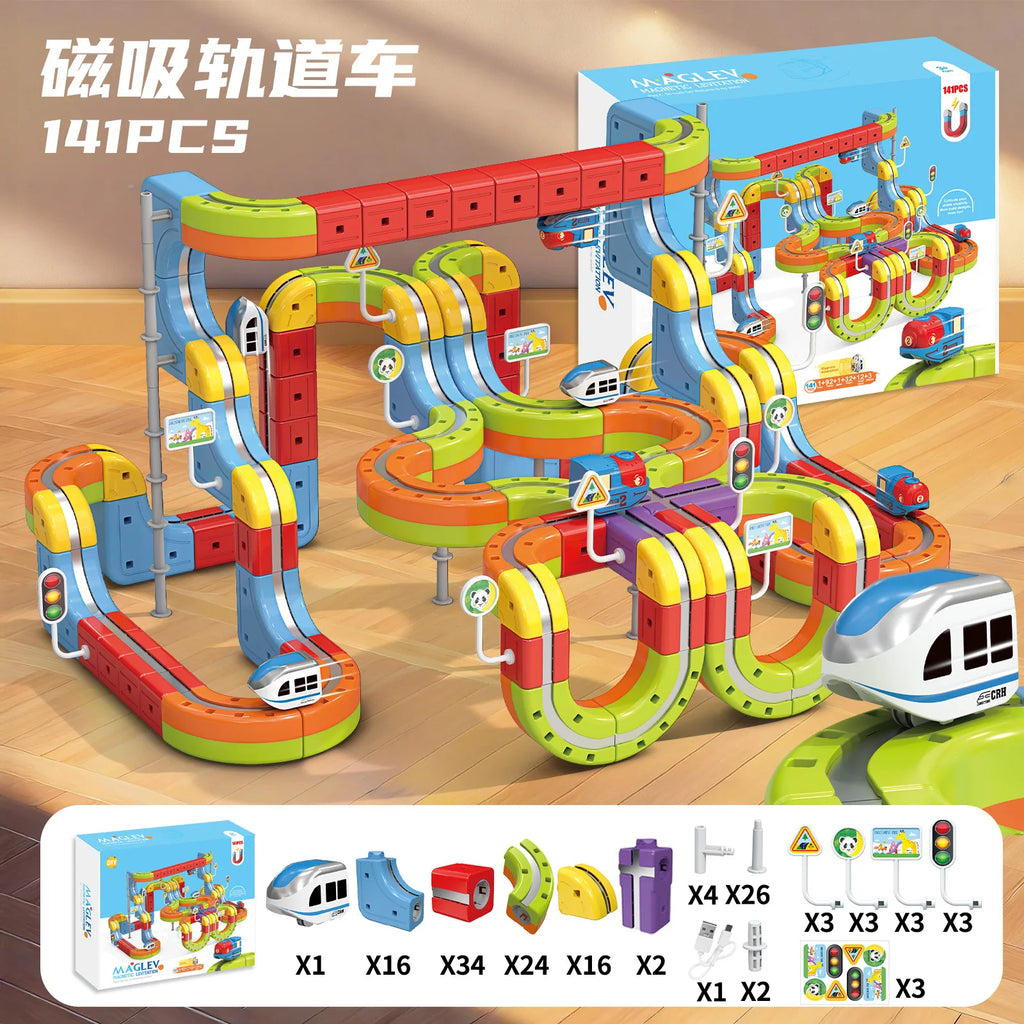 KiddoKrafty Electric Magnetic Track Train set for Kids Ages 3-8