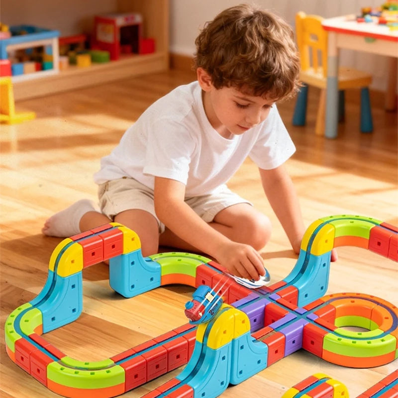 KiddoKrafty Electric Magnetic Track Train set for Kids Ages 3-8