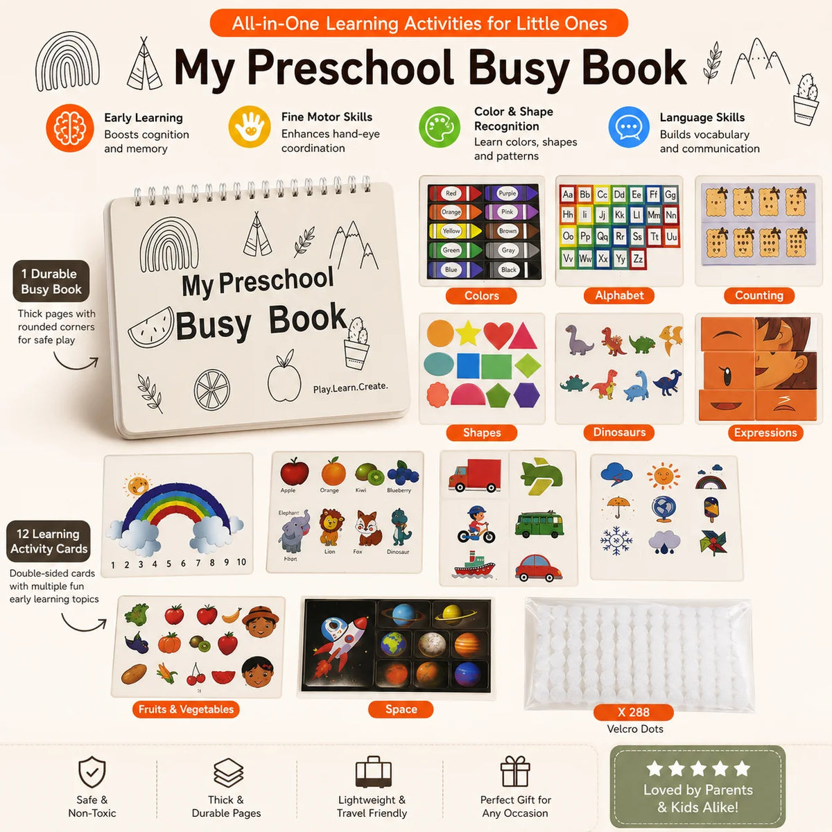 KiddoKrafty Preschool Busy Workbook for Kids 2-10