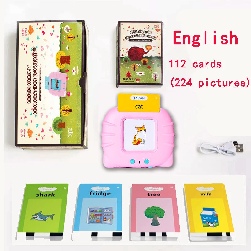 KiddoKrafty Bilingual Talking Flash Cards for Kids (English/Spanish/French)